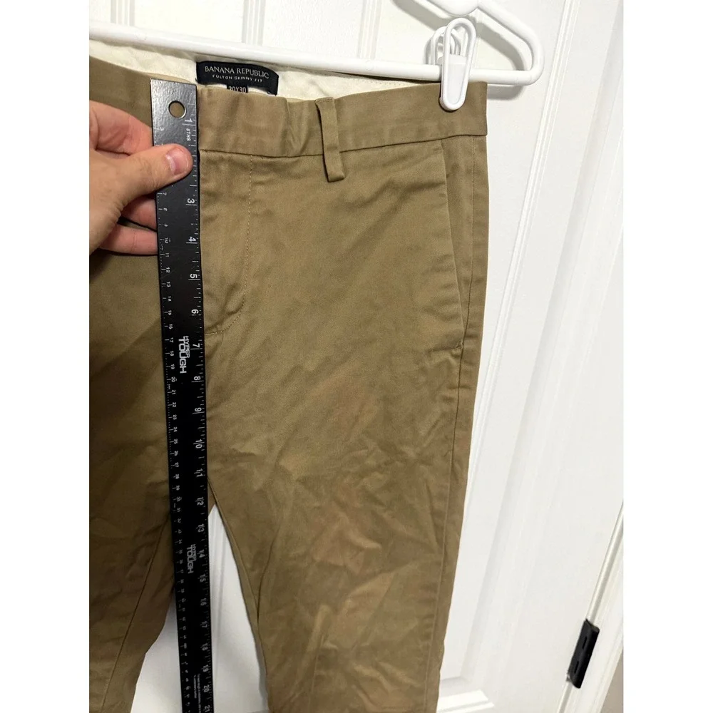 Banana Republic Fulton Skinny Fit Pants Mens 30x30 Khaki Tan Chino Stretch 6447
